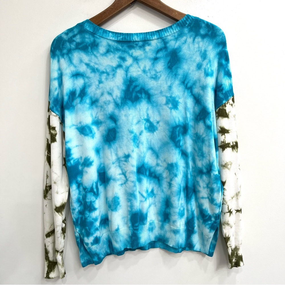 Sundance Tie Dye Summer Skies Pullover V-Neck Sweater Blue Green Cotton Small - Picture 5 of 11